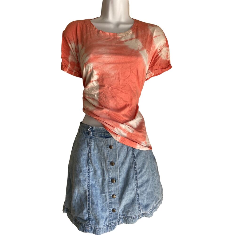 Y2K Time & Tru Women's Plus Size 16 Blouse Orange Feminine Tie Die Summer Shirt